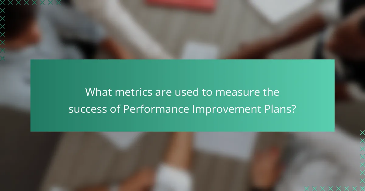 What metrics are used to measure the success of Performance Improvement Plans?