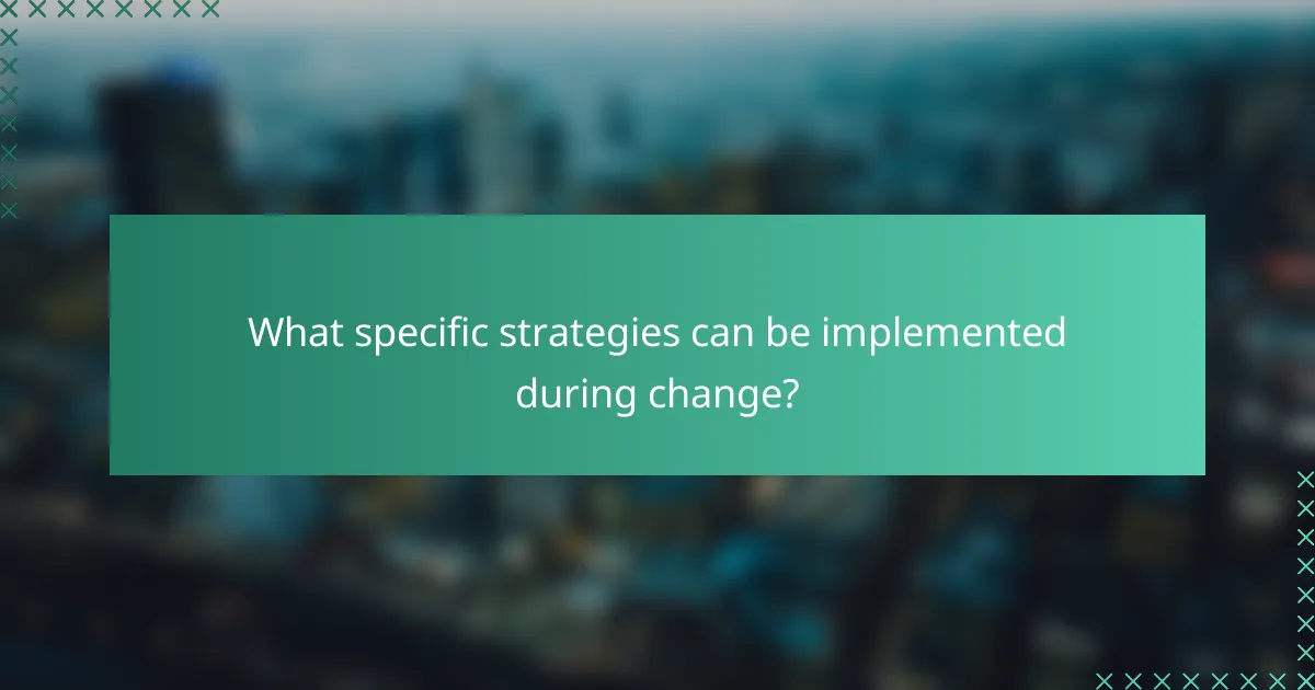What specific strategies can be implemented during change?